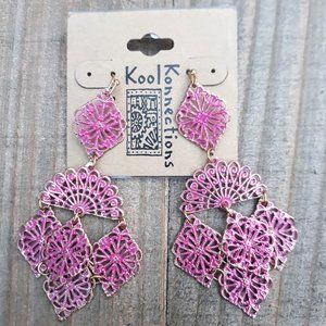 Kool Konnections NWT Pink Ornate Boho Earrings